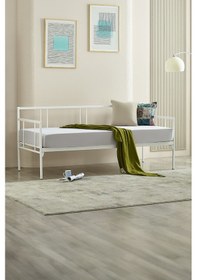 Resim Forte Daybed Tek Kişilik Sedir Metal Karyola 90x190-90x200 Beyaz 