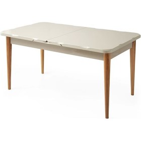 Resim Kelebek Ortadan Açılır Büyüyen Yemek Masası Krem 70x120cm Ekru 