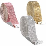 Resim Parlak 12 Sıralı Kendinden Yapışkanlı Kristal Taşlı Kurdele - El İşi, Telefon & Araba Dekoru, Takı Yapım Malzemeleri için DIY Bling Sticker Rulo, Elmas Şekli 
