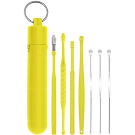 Resim Mufunye Kulak Temizleme Aleti, Taşınabilir, Saklama Kutulu, 7 Parçalı Set Sarı 