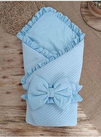 Resim Yenidoğan Tericotton Kumaş Multi Mevsimlik Bebek Battaniyesi Kundak Mavi Çok Renkli 