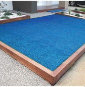 Resim Kesme Suni Yapay Mavi Çim Halı 7 Mm Balkon Teras Bahçe Dekoratif Kaymaz 200 x 900 