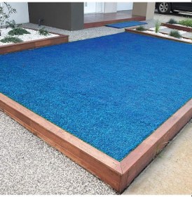 Resim Kesme Suni Yapay Mavi Çim Halı 7 Mm Balkon Teras Bahçe Dekoratif Kaymaz 200 x 900 