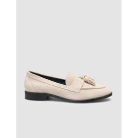 Resim Cabani %100 Hakiki Deri Bej Süet Kadın Loafer 