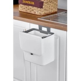 Resim 15 Litre Fonksiyonel Kapaklı Banyo ve Mutfak Tezgahüstü Çöp Kovası Dolap ve Duvar Aparatlı 15 Lt.,yerden Tasarruflu Lavabo Altı Veya Dolap Kapısı Için Kapasiteli Mutfak Çöp Kovası,askılı (Beyaz) 