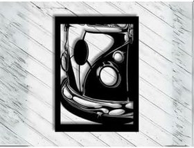 Resim Tasarım Retro Minibüs Tasarımlı Dekoratif Duvar Panosu Siyah 30 x 40 