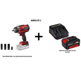 Resim Einhell Impaxxo 18/450 Kömürsüz Akülü 18V 4AH Pxc Starter Kit + Akü & Şarj Cihazı Darbeli Somun Sıkma Makinesi Avantaj Set-2 