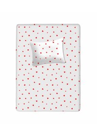 Resim %100 Pamuklu Bebek Lastikli Çarşaf 70x130+20 Bebek Yastık Kılıfı 35x45 Kalpli 