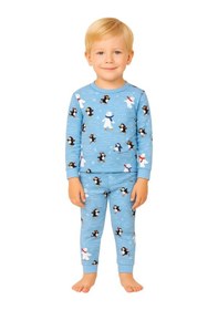 Resim Zuzunga Unisex İnterlok Bebe Mavisi Yılbaşı Temalı Pijama Takımı Mavi 