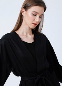 Resim Fabrika Comfort Şal Yaka  Geniş Fit Düz Siyah Kadın Ceket  -  CM-TIGER 