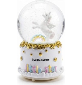 Resim Pilli Işıklı Müzikli Kar Küresi-pony At Figürlü Eğlenceli Masaüstü Biblo, Led Aydınlatmalı Dekoratif Hediyelik Kar Küresi 
