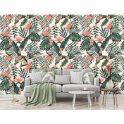 Resim Tropikal Yapraklar Ve Çiçekler Duvar Kağıdı (361182804) 