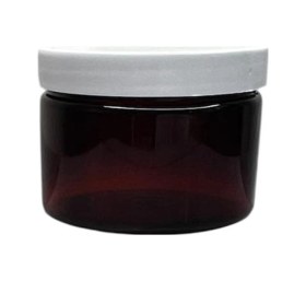 Resim 150ml Kahverengi Akrilik Plastik Krem Kavanozu Beyaz Kapaklı, 24 Adet, Krem Kavanozu, Kozmetik Kavanoz, Plastik Kavanoz 