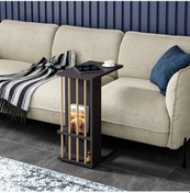 Resim Tekerlekli Yan Sehpa Koltuk Sehpası C Sehpa Zigon Sehpa Servis Sehpası Antrasit Gri 