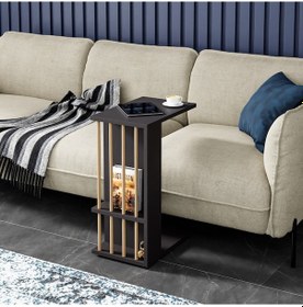 Resim Tekerlekli Yan Sehpa Koltuk Sehpası C Sehpa Zigon Sehpa Servis Sehpası Antrasit Gri 