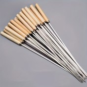 Resim 20 adet Premium Kalın Paslanmaz Çelik Ahşap Saplı Şish - Yapışmaz, Isıya Dayanıklı, Dayanıklı ve Tekrar Kullanılabilir - BBQ, Tavuk Kanatları ve Açık Hava Pişirme için İdeal - Kolay Döndürme, Kolay Temizleme - Mükemmel Mutfak Aksesuarı, BBQ Şishleri|Ahşap Saplı Şishler|Isıya Dayanıklı Şishler 