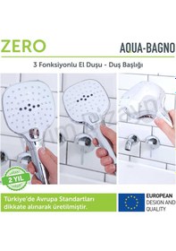 Resim Aqua Bagno Zero El Duşu - Duş Başlığı 3 Fonksiyonlu Krom 