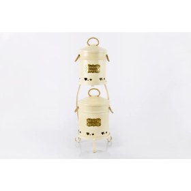 Resim Evistro Metal Standlı 2 Katlı Patates Soğan Saklama Kovası Krem 