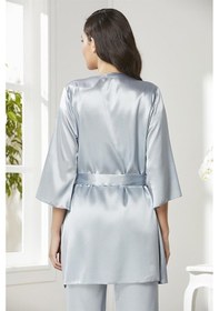 Resim Pierre Cardin 2075 Kadın Saten Sabahlıklı Pijama Takım-mist Mist 