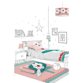 Resim Big Flower Çift Taraflı Pamuk Saten Pembe Çocuk Nevresim Seti 140x200cm 