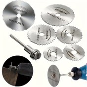 Resim 7 adet Daireli Testere Bıçağı Seti Ahşap, Plastik, Bakır, Alüminyum ve Yumuşak Metal için - 3.2mm Mandren - Döner Araçlar için Çok Yönlü Eklenme 