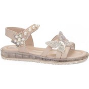 Resim 5010 Kız Çocuk Okul Öncesi Taşlı Sandalet Bej 