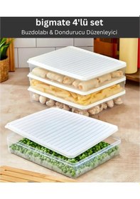 Resim Bigmate Bgmt2525 4'lü Şeffaf Saklama Kabı 4x2,5 Lt Mikrodalga Buzdolabı Ve Dondurucu Uyumlu Düzenleyici Beyaz 