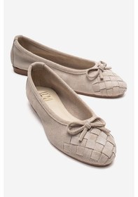 Resim Luvishoes 03 Bej Süet Hakiki Deri Kadın Babet Ayakkabı Bej 