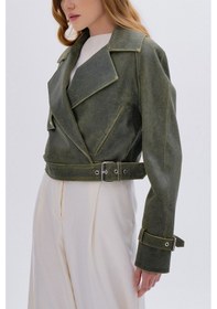 Resim Valmenti Kadın Hakiki Deri Olive Deri Mont 616 Z-4011 Bn Derımont Sk24/25 Olıve Sarı 