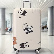 Resim Sevimli Panda ve Ayı Desenli Bagaj Koruyucu Kılıf - Dayanıklı Polyester, Hafif Toz Geçirmez Seyahat Aksesuarı için Valizler, Cinsiyetsiz, Sevimli Panda ve Ayıcık Tasarımlarıyla Bej Havaalanı Bagaj Kapağı | Cinsiyetsiz Seyahat Ekipmanı | Fonksiyonel Tasarım 
