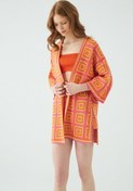 Resim Geometrik Desen Tığ işi Efektli Multi Kimono 
