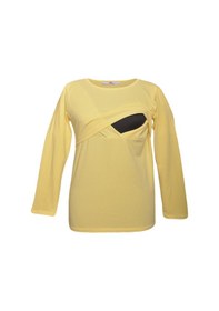 Resim Luvmabelly 2701-2708 Pamuklu Uzun Kollu Lohusa Emzirme T-shirt-sarı 