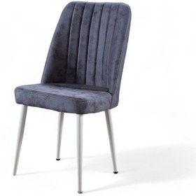 Resim Vento Sandalye - Milas Gri - Metal Beyaz Ayak 