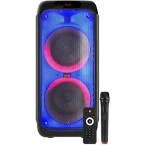 Resim Junglee Süper Bass Büyük Boy Bluetooth Hoparlör LED Işıklı Çift Hoparlör Kablosuz Mikrofonlu Karaoke Speaker 