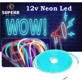 Resim burul Neon Şerit Led 12 Volt Buz Mavisi 3 Metre 