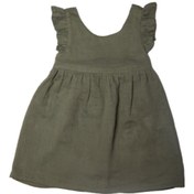 Resim MOOSE STORE BABY&KIDS Yeşil Organik Pamuklu Müslin Elbise Kız Bebek Çocuk 