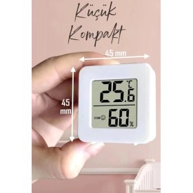 Resim ByKurt Nem Ölçer Termometre Higrometre Mini LCD Dijital Sıcaklık Nem ölçer- Duvara Takılabilir Beyaz 