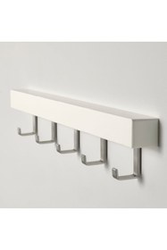 Resim IKEA Duvar Askısı 5 Kancalı 60x4x8 Cm Kapı Askısı Askılık Portmanto Ahşap Beyaz Renk 