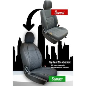 Resim Toyota Yaris Cross Uyumlu Oto Koltuk Kılıfı Deri, Kumaş Premium Siyah 