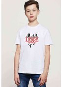 Resim Stranger Things The Upside Down Baskılı Unisex Çocuk Beyaz T-Shi (534796344) 