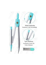 Resim 0.7 Uçlu Metal Pergel 1 Adet Fixpoint Kutulu Metal Pergel Versatil Uçlu Mekanik Kalem Basmalı Uçlu Pergel Açık Mavi 
