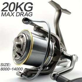 Resim 1 adet Rooblinos NGK8000/9000/10000/12000/14000 Yüksek Sürükleme Uzun Döküm Döner Makara, 24.95KG Maksimum Sürükleme, İki El, PA Malzeme, Tatlı ve Tuzlu Suyun Döner Balıkçılık Makarası 