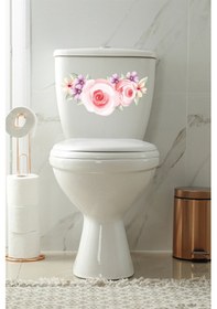Resim Pembe Güller Klozet Kapağı Ve Banyo Sticker 