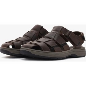 Resim Clarks Saltway Cove Dark Brown Lea Erkek Kahverengi Sandalet 26176900 