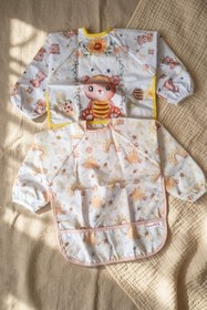 Resim DYZSTAR TinyBee Leke Tutmaz Sıvı Geçirmez Uzun Kollu Bebek Mama Önlüğü - 2 li Set BLW Uyumlu Kırıntı Cepli 6 