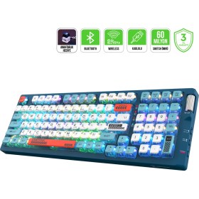 Resim Gamepower Sense Rgb Wireless/bluetooth/kablolu Mekanik Red Switch Ingilizce Q Gaming Klavye 