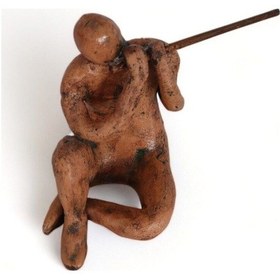 Resim Yan Flüt Çalan Adam Seramik Heykel 