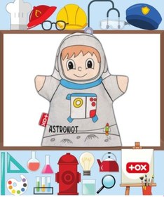 Resim Tox Astronot Meslekler Keçe El Kukla T329 . Eğitici Oyuncak 