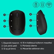 Resim Logitech B170 Optik Kablosuz Mouse, Siyah, 2.4 GHz USB Rec 
