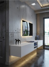 Resim Resital Ledli Duvara Monte Tv Sehpası - Beyaz - W6009-1 Beyaz 